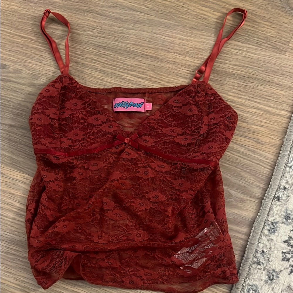 Edikted Burgundy Lace Camisole